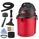 Shop-Vac 4 Gallon 4.0 Peak Wet/Dry Vacuum Cleaner, Compact Portable Vacuum with Tool Holder, Wall Mount and Accessories, Ideal for Home, Workplace, Garage,