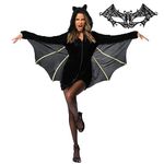 ThinkMax Halloween Costumes Women's Animal Black Bat Wings Costume, Vampire Outfit Suit Fancy Dress Halloween Party Cosplay Outfit for Adult Ladies