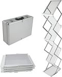 Foldable Magazine Brochure Display Stand with Aluminum Case Heavy Duty Catalog Holder Trade Show Rack Display