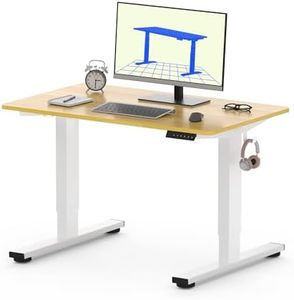 FLEXISPOT ONE PIECE Electric Standing Desk, Height Adjustable Ergonomic Stand up with Backpack Hook, Cup Holder and 4 Memory Preset, 110x54cm Maple