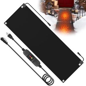 HETFOENT 20x60in Heated Snow Melting Mats,No-Slip Rubber Heated Outdoor Mats,Snow and Ice Melting Mats for Winter Outdoor Stairs,Steps,Doorways,Walkways,Driveway,3 in/h Melting Speed