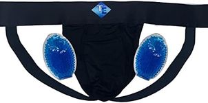 Test-Eeze Vasectomy Jockstrap With 2-Custom Fit Ice Packs Active Athletic Supporters Elastic Waistband Testicular Jock Straps, Black, X-Large