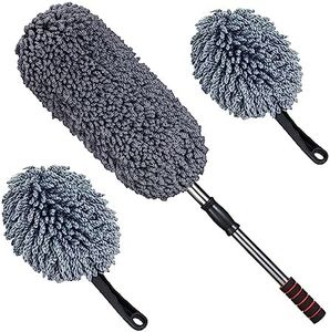 IPELY 3 Pack Large Microfiber Car Duster Exterior Scratch Free with Extendable, Car Duster Interior Multipurpose dust Cleaning