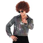 Morph Disco Shirt Costume Men - Mens Disco Outfit - Mens Disco Costume - Mens 70s Costume - 70s Disco Outfits for Men L Silver