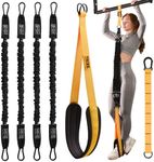 Pull Up Assistance Bands Set - 4 Heavy-Duty Pull Up Bands, Height Adjustable Strap & Comfortable Foot Strap - Stackable Pull Up Resistance Bands for Pull Ups - Pull Up Assist Bands (Black and Yellow)