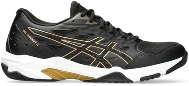 ASICS Men's Gel-Rocket 11 Volleyball Shoes, 12, Black/Pure Gold