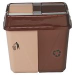 URBNLIVING 40L Duo Kitchen Bin Waste Garbage Can 2 Compartments With Bas Connectors (Brown/Beige)