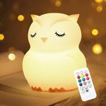 Nice Dream Cute Owl Night Light for Kids, 9 Color Silicone Nursery Night Light with Remote＆Timer, USB Rechargeable Dimmable Baby Night Light for Boys Girls Gift Bedroom Decor (6.1"x4.8"x4.8")