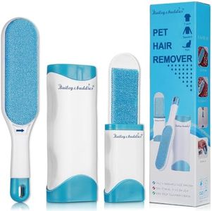 Bailey & buddies® Pet Hair Remover, Lint Brush Self-Cleaning Base, Reusable Fluff Remover for Clothes, Remove Cat and Dog Fur, Fluff from Carpet, Couch, Clothing, Bedding (Blue Brush)