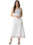 Myshka V-Neck Maxi Dress for Womens in White Color (Size-XXL)