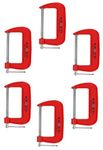 KROST Heavy Duty C and G Clamp Set, 4" C-Clamp for Metalworking, Woodworking, 4-Inch Max Jaw Opening, Red (6pcs)