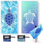 2 Pack Microfibre Beach Towels for Adults Extra Large, 180 × 90 cm Quick Dry Beach Towel with Double Side Print, Lightweight Beach Towel with Net Bag, Sand Free Microfiber Towels for The Beach
