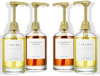 HSIOHE Coffee Syrup Dispenser for Coffee Bar, Coffee Syrup Pump Dispenser, Glass Syrup Bottle with 1/4oz Large Capacity Pump, 4 Pack 16.9 oz 500 ml Syrup Dispensers 28 Labels, Golden