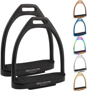 KAADUU Horse Riding Stirrups, Safety Stirrup, Stainless Steel English Riding Protection Saddle, Knee Ankle Stress Pain Relief, 1 Pair 4.75" (Black)