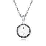 GAVU Stainless Steel Yin Yang Pendant Necklace for Men Women 55cm, Silver Necklace for Men, Yin Yang Jewelry