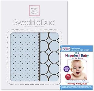 SwaddleDesigns SwaddleDuo, Set of 2 Swaddling Blankets + The Happiest Baby DVD Bundle, Pastel Blue Modern Duo