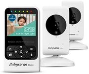 Babysense New Video Baby Monitor with Camera and Audio, Supplied with Two Cameras, Long Range, Room Temperature, Infrared Night Vision, Two Way Talk Back, Lullabies and White Noise, Model V24R_2