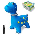 HotMax Dinosaur Bouncy Horse, Inflatable Bouncy Animals Hopper for Toddlers, Ride on Jumping Toys for Baby Girl or Boy Birthday Gift (blue)