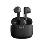 Sudio A1 True Wireless Earbuds Bluetooth 5.3 Headphones Touch Control with Wireless Charging Case Compact IPX4 Waterproof Open-Ear Built-in Mic Headset Premium Crystal Sound (Black)