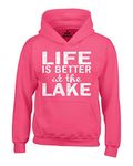 shop4ever Life is Better at The Lake Hoodies Sayings Sweatshirts, Heliconia Pink, 3XL