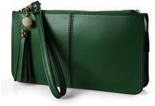 befen Genuine Leather Wristlet Clutch for Women Ultra-Slim Ladies Credit Card Holder Wallet Purses with RFID Protection (Sacramento Green)