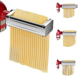3PCS Pasta Maker Attachments Set for All KitchenAid Stand Mixers, Stainless Steel Pasta Roller Spaghetti & Fettuccine Cutter with 8 Adjustable Thickness Settings & Free Cleaning Brush