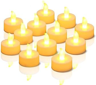 Novelty Place Flameless LED Tea Light Candles in Warm Yellow Flickering Bright Tealights Electric Battery-Powered Tealight Candles for Votive, Wedding, Birthday (Pack of 12)