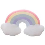 Peach Cuddle Cute Rainbow Cloud Shaped Velvet Fluffy Cushion for Kids Room, Living Room, Bedroom, Luxury Furnishing, Throw Pillow (16x18 inch, Blue) Rainbow cushion, Rainbow theme