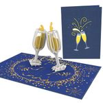 PopLife Champagne Cheers 3D Pop Up Card for All Occasions - Bubbly Happy New Years, NYE, Happy Anniversary, Wedding Toast, Congrats - for Wife, for Husband, for Friends, for Co-workers, daughter