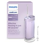 Philips Sonicare Compact Flosser 1000, Portable Water Flosser with 3 Flossing Modes, IPX7 Waterproof Oral Irrigator, Travel Friendly, Purple, Model HX3333/23