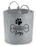 Daytripper Personalised Toy Box For Dogs Paw Print Custom Name Dog Bone Storage Basket Pet Toybox Chest Trug Gift For Dog Owners Puppies Toys Pets Multi Purpose Puppy Accessories (MEDIUM, GREY)