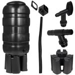 Hardys 100L Slimline Garden Water Butt with Stand and Tap, UK Made - Lid & Rainwater Diverter Kit Included - Waterbutt for Outdoor Areas - Recycled Plastic, Easy to Set Up