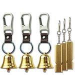 3 Pcs 1.5 Inch Emergency Bear Bell with Whistle Set for Hikers, 3 in 1 Bear Whistle Hiking Bells for Bears Outdoor Camping Bear Protection Products for Survival Fishing Cycling Climbing Self Defense Gear. (3 Set)