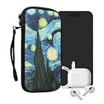 kwmobile Neoprene Sleeve for Smartphone Size XXL - 7" - Shock Absorbing Pouch Case - Protective Phone Bag - Starry Night Blue/Yellow