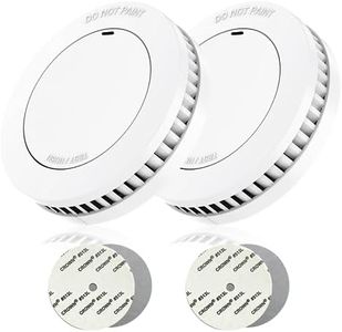 RUNIDUR Mini de Détecteurs de Fumée, Batterie 10 Ans, Détecteur D'incendie sans Fausses Alarmes, Détecteur D'incendie Plat à Coller sans Perçage, Blanc, Lot de 2