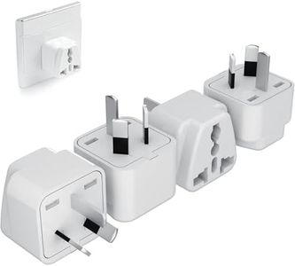 HEYMIX Universal Travel Adapter (4-Pack), US to Australian Power Plug Adapter, UK to AU Travel Plug, EU to AU Power Adapter, India to AU Multiplug, 3-Pin Universal AU Adapters with Safety Grounded Pin