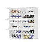 JOISCOPE Shoe Storage Cabinet Organiser, Multifunctional 2 x 6 Tier Modular Cube Shoe Storage Cabinet for Space Saving, for Hallway Bedroom Entryway for All Kinds of Shoes, Milky