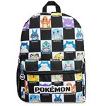 Pokemon Kids Backpack with Water Bottle Pocket for School, Sports, Travel - Anime Gifts (Black/White)