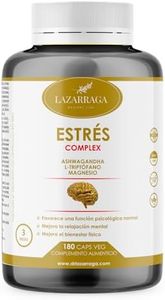 Ashwagandha, Triptófano y Magnesio | Apoyo para reducir el estrés, la ansiedad y mejorar el ciclo del sueño | Vitamina B6, B12 y Zinc | 180 cápsulas Vegetales | 3 Meses