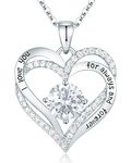 CDE Forever Love Heart Pendant Necklaces for Women 925 Sterling Silver with Birthstone Zirconia, Anniversary Birthday for Wife, Jewelry Gift for Women Mom Girlfriend Girls HerWhite Gold April Diamond