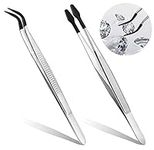 2 Pcs Rubber Tipped Tweezers, 6" St