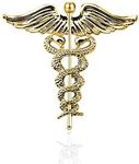 CENWA Wand Brooch Label Pin Emblem Pin Medical Jewelry Medicine Snake Caduceus Nursing Gift for Doctor Nurse Therapeutist, Metal