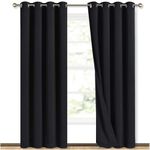 NICETOWN Full Blackout Curtains 84 inches Long - Energy Efficiency Thermal Halloween Draperies/Window Treatments for Hall Room (52-inch W by 84-inch L, Black, Set of 2)