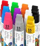 Funcils 10 Jumbo Acrylic Paint Markers - 15mm Acrylic Paint Pens for Canvas, Rock Painting, Wood, Plastic, Glass - Thick Permanent Markers for Signs, Wall Murals, Calligraphy, Tagging Graffiti Markers