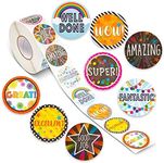 Bright Creations 1000 Piece Motivational Stickers for Kids Roll, Encouragement and Affirmation Reward Stickers, Teacher Supplies (1.5")