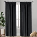 Imperial Rooms Blackout Curtains 90x90 Drop Pencil Pleat Thermal Black Curtains for Bedroom Tape Top Living Room Window Curtain with Two Tie Backs Pair Panels