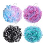 BTYMS 4 Pieces Shower Loofahs Bath Sponges 60g Bath Scrunchies Mesh Pouf Exfoliating Loofa for Body Washing