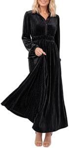 Maxigerui Womens Velvet Dress Fall Wedding Guest Long Sleeve Dress Black XL