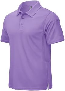 CRYSULLY Polo Shirts for Men Golf Shirt Short Sleeve Tactical Performance Polo T Shirts Dry Fit for Work, Fishing, Hiking Light Purple M