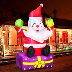 Christmas Inflatables 6 Ft Christmas Outdoor Decorations Inflatable Santa Claus with Gift Boxes Xmas Santa Claus Blow Up Yard Decor, Built-in LED Lights with Tethers, Stakes for The Yard, Lawn, Garden